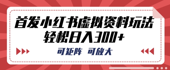 首发小红书虚拟资料玩法，可矩阵，可放大，轻松日入3张-亮剑学堂
